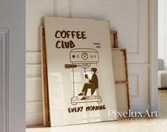 Club Coffee Wall Art, Retro Coffee Poster, Coffee Cart Print, Coffee Station Decor, Coffee Lover Art, Coffee Bar Print Art, Coffee Vibes, image 4