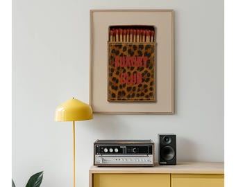 Red Retro Leopard Matchbox Art Print, Luxury Club Print Wall Art, Trendy Wall Art, Funky Dorm Decor, Y2K Girl Room Print, Dorm Room Print, image 7