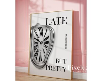 Retro Melting Clock Print, Stylish Stockholm Style Room Decor, Fashion Wall Art, Collage Aesthetic Apartment Print, Surreal Modern Art Print, image 4
