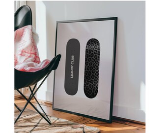 Skateboard Wall Art Luxury Fashion Print – Black Cheetah Decor, Hypebeast Aesthetic, Retro Collage Leopard Skate Poster, Vintage Photography, image 4