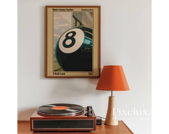 Retro Lucky 8 Ball Print, Pool Ball, Collage Wall Art, Game Room Print, Trendy Retro Bar Cart Print, Retro 70s Poster, Trendy Wall Art, image 5