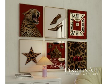 60+ Red Gallery Leopard Wall Art Set | Printable Chic Red Leopard Gallery, Bold Glam Decor, Wild & Feminine Wall Art, Y2K Fashion Decor, image 3