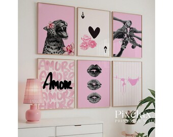 Pink Aesthetic Wall Art Set - Stockholm Fashion Wall Art, Leopard Print Decor, Preppy Gallery Wall for Bedroom, Glam Girl Room Printable Art, image 7