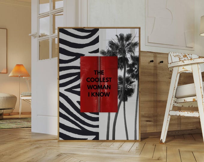 Trendy Girly Wall Art, Collage Apartment Print, Black And…