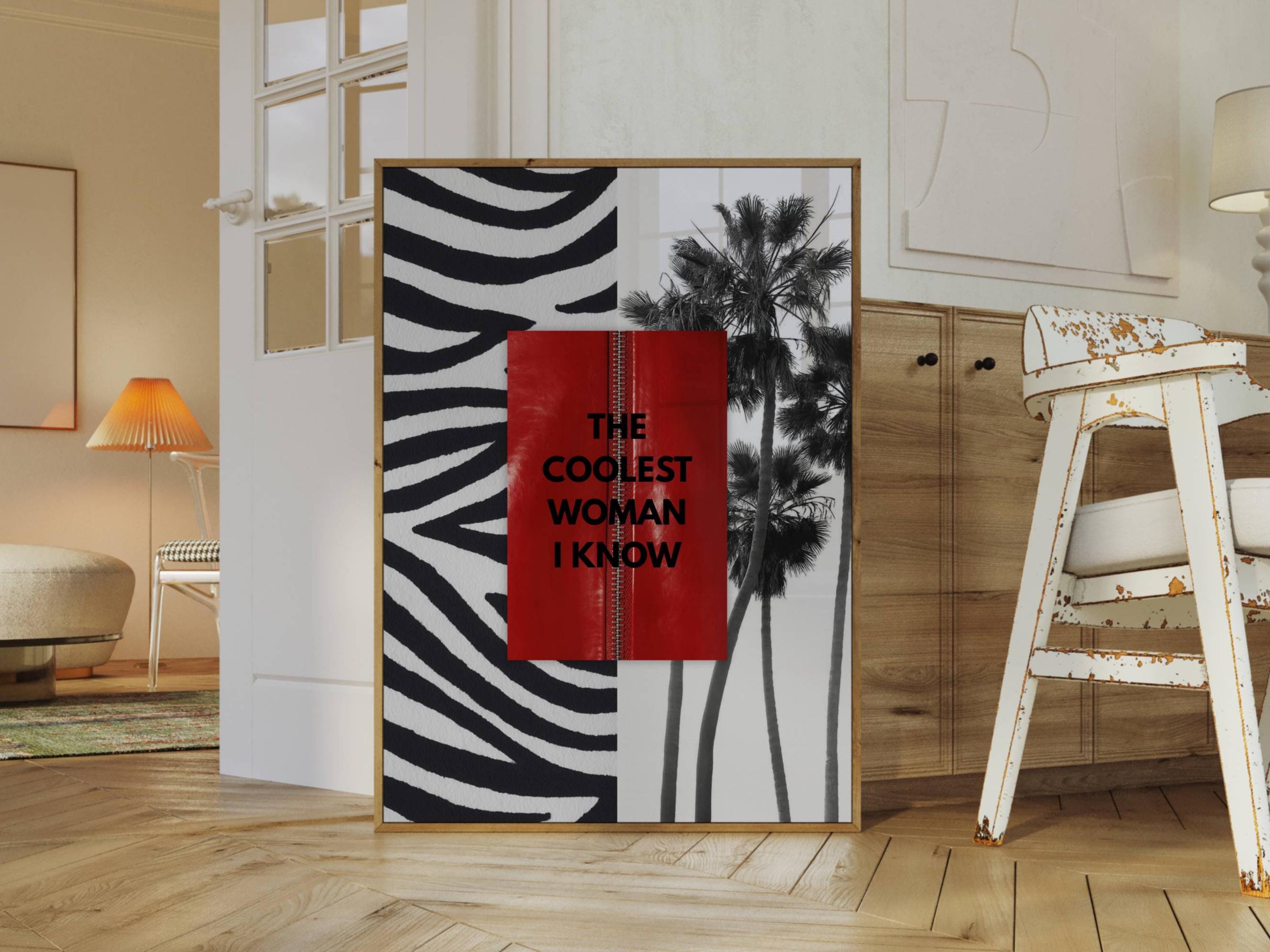 Trendy Girly Wall Art, Collage Apartment Print, Black And White Y2k Fashion Print, Feminist Quote, Stylish And Cool Girl Aesthetic Art