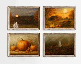 Moody Fall Halloween Wall Art Bundle Set | Vintage Autumn Print, Aesthetic Fall Frame Tv Art Set, Gallery Wall Decor, Cozy Autumn Wall Decor, image 5