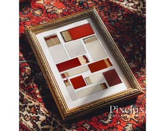 Red Matchbook Canva Template • DIY Custom Matches Poster • Personalized Matchbox Digital Download • Editable Matchbook Blank Art for Gift, image 6