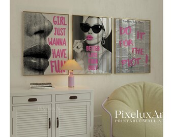 Pink Preppy Y2K Wall Art Set: Girly Dorm Decor (Digital Download), image 4
