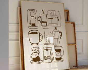 Coffee Bar Lover Wall Art, Cooking Café Poster, Barista Kitchen Print Coffee, Minimalistic Decor, Printable Art for Dining & Apartment, image 4