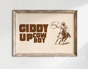 Giddy Up Cowboy Poster, Western Wall Art, Wild West Print, Rustic Ranch Decor, Cowboy Nursery Art, Country Rodeo Illustration, image 3