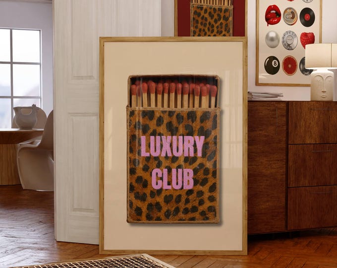 Retro Leopard Matchbox Art Print, Luxury Club Print Wall…