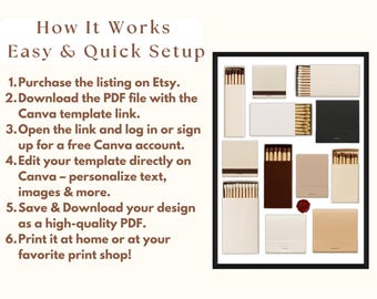 DIY Canva Matchbook Poster Template - Soft Neutrals Custom Matchbook Template, Matchbook Blank for Custom Matching Gift, Custom Matchbox Art, image 5