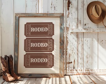 Rodeo Ticket Wall Art | Western Printable Poster | Vintage Rodeo Decor | Rustic Farmhouse Print | Cowboy Country Wall Art, image 3