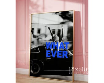 Trendy Collage Apartment Print, Black And White Y2k Fashion Print, Navy Blue Feminist Trendy Stylish & Cool Girl Aesthetic Art for Teen Room, image 4