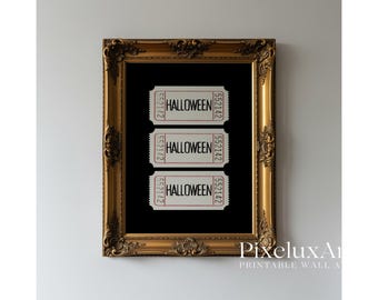Halloween Wall Art Set of 6 – Vintage Spooky Ghost, Skeleton, Witch, Raven, Haunted Tickets & Bat Prints | Rustic Gothic Fall Decor, image 6