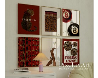 60+ Red Gallery Leopard Wall Art Set | Printable Chic Red Leopard Gallery, Bold Glam Decor, Wild & Feminine Wall Art, Y2K Fashion Decor, image 7