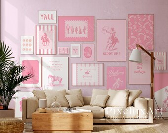 130+ Pink Western Gallery Wall Set – Girly Cowgirl Wall Art, Girly Cowgirl Wall Art, Retro Rodeo Aesthetic Decor, image 5