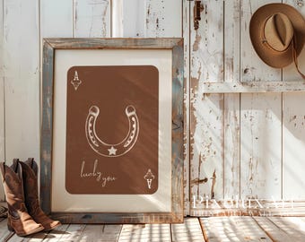 Lucky You Wall Art | Western Playing Card Print | Rustic Cowboy Decor | Country Farmhouse Printable, image 4