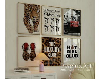 90+ Leopard Y2K Gallery Wall Set | Trendy Maximalist Printable Art | Fashion & Cheetah Glam Aesthetic | Funky Chic Wall Decor for Apartment, image 4