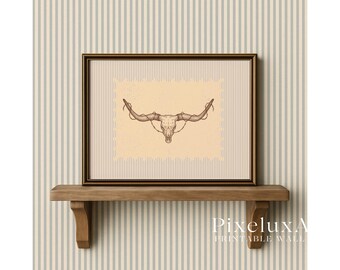 Western Longhorn Skull Wall Art – Rustic Cowboy Decor, Wild West Print, Ranch Country Home Decor, Rodeo Western Boys Room Printable, image 4
