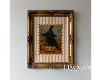 Halloween Wall Art Set of 6 – Vintage Spooky Ghost, Skeleton, Witch, Raven, Haunted Tickets & Bat Prints | Rustic Gothic Fall Decor, image 5