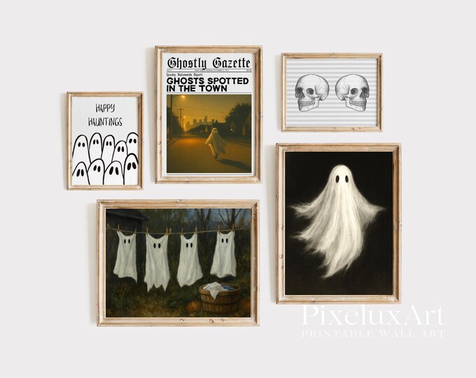 Halloween Ghost Wall Art Bundle – Spooky Rustic Halloween…