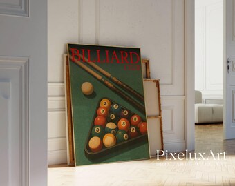 Retro Billiards Print, Retro Pool Hall Wall Art, Vintage Billiards Print, Game Room Decor, Green Pool Ball Print, 8 Ball Room Print, image 7