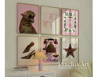 150+ Pink Leopard Gallery Wall Art Set | Coquette Cheetah Print Wall Set, Girly Preppy Dorm Room Decor, image 8