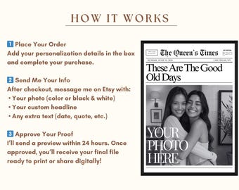 Custom Newspaper Print for Best Friends, Personalized Good Old Days Poster, College Dorm Roommates Wall Art, Custom Photo Print for Bff Gift, image 4