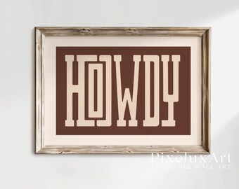 Howdy Western Poster | Cowboy Printable Wall Art | Rustic Typography Print | Vintage Country Home Decor | Western Wall Art, image 1