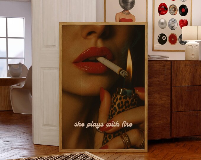 Retro Leopard Wall Art, Vintage Aesthetic Bar Cart Art…