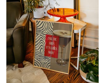 Retro Espresso Martini Wall Art – Y2K Fashion Decor, Martini Poster, Trendy Bar Cart Art, Aesthetic Dorm & Apartment Decor, Leopard Wall Art, image 6