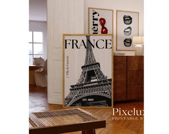 Set of 6 Trendy Black and White Gallery Wall Art, Modern Paris NYC Fashion Poster, Cherry, Leopard Print, Aesthetic Chic Apartment Decor,, image 5