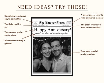 Couples Anniversary Newspaper Poster • Canva Template Newspaper • DIY Newspaper Print for 1st Anniversary Gift, Valentine's Day, Him, Her, image 5