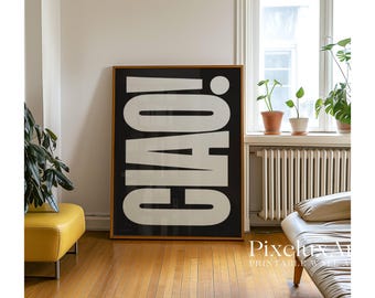 Ciao Poster Italy Quote, Retro Typography Wall Art, Bold Textured Print, Funky Vintage Decor, Italian Aesthetic Living Room Art, Ciao Print, image 4