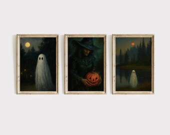 Moody Gothic Halloween Wall Art Bundle Set | Vintage Ghost Prints, Dark Aesthetic Gallery Wall Decor, Gothic Halloween Gallery Posters, image 8