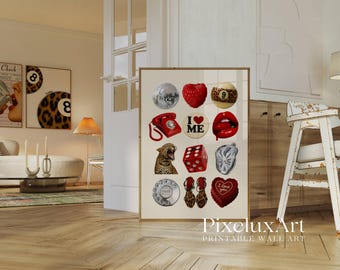 Retro Disco Collage Print: Red Leopard, Y2K Dorm Decor (Digital Download), image 3