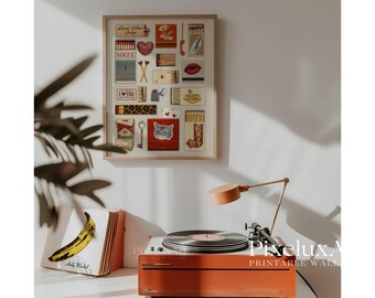 Collage Matchbox Print, Collage Wall Art, Retro Print, Aesthetic Collage Decor, Vintage Poster for Dorm Room, Trendy Wall Art, Vintage Print, image 9