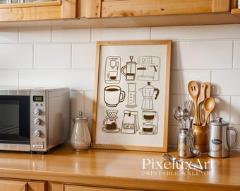 Coffee Bar Lover Wall Art, Cooking Café Poster, Barista Kitchen Print Coffee, Minimalistic Decor, Printable Art for Dining & Apartment, image 7