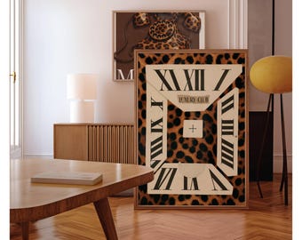 Luxury Club Leopard Poster, Retro Collage Wall Art, Fashion Print, Aesthetic Vintage Print for Girly Apartment Decor, Preppy Room Style, image 9