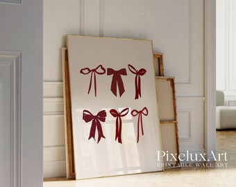 Red Bow Wall Art | Girly Bow Minimal Printable Poster | Coquette Fashion Glam Decor | Red Ribbon Aesthetic | Luxury Modern Home Print, image 5