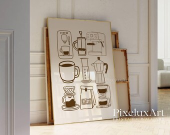 Coffee Bar Lover Wall Art, Cooking Café Poster, Barista Kitchen Print Coffee, Minimalistic Decor, Printable Art for Dining & Apartment, image 3