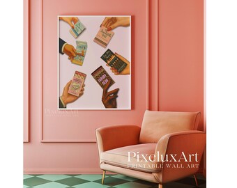Retro Matchbox Art Print, Vintage Bar Cart Poster, Funky Girly Poster, Girly Retro Wall Art, Vintage Aesthetic Print, Retro Dorm Room Decor, image 9