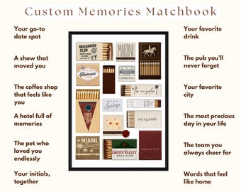 Custom Matchbook Poster – Personalized Matchbox Art, Matchbook Anniversary Gift, Vintage Matchbook Print, Digital Matches Print, Unique Gift, image 4