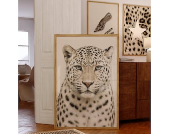 Retro Neutral Leopard Wall Art Set – 6 Trendy Leopard Posters, Y2K Fashion Decor, Trendy Leopard Print, Aesthetic Dorm & Apartment Decor, image 8