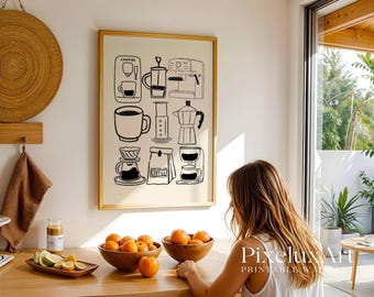Coffee Art Print: Minimalist Kitchen Cafe Decor (Digital Download), image 8