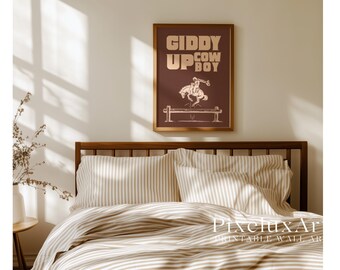 Giddy Up Cowboy Poster, Western Wall Art, Rustic Rodeo Print, Country Boy Decor, Wild West Artwork, Ranch Aesthetic, Vintage Cowboy Art, image 3