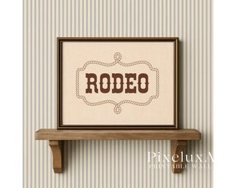 Rodeo Western Wall Art Print, Cowboy Rope Poster, Rustic Ranch Decor, Wild West Nursery Art, Country Western Horseshoe Aesthetic, image 4