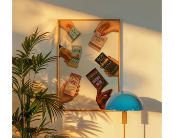 Retro Matchbook Poster, Vintage Matchbox Collage, Funky Vintage Wall Art, Trendy Bar Cart Decor, Leopard Matchbox Print for Cool Girl Dorms, image 5
