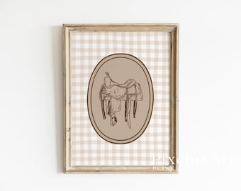 Cowgirl Sattel Wand Kunst | Western Dekor | Rustikales Bauernhaus Printable | Boho Cowboys Poster | Vintage Rodeo Wandkunst